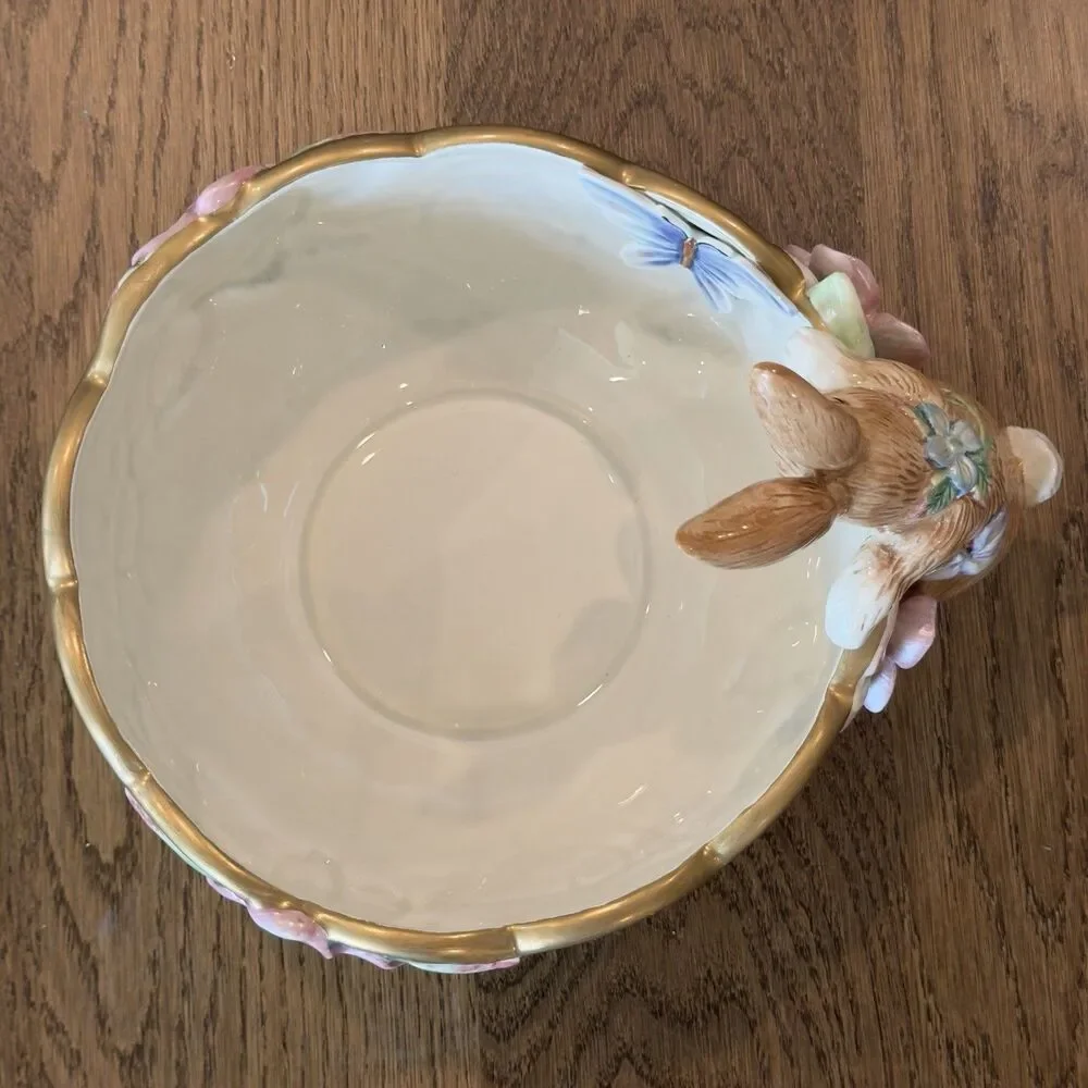 Fitz and Floyd Garden Rhapsody Serving Bowl 10.5” Ceramic Spring Easter Vintage